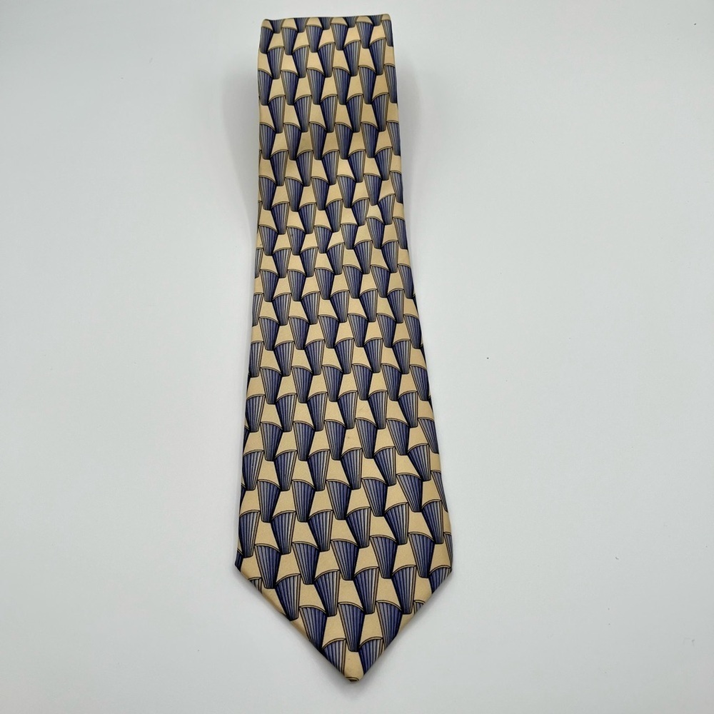Vintage Geometric Pattern Valentino Silk Tie Made In Italy
